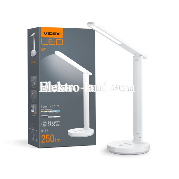 LED настольная лампа с аккумулятором VIDEX VL-TF16W 5W 1800-5000K