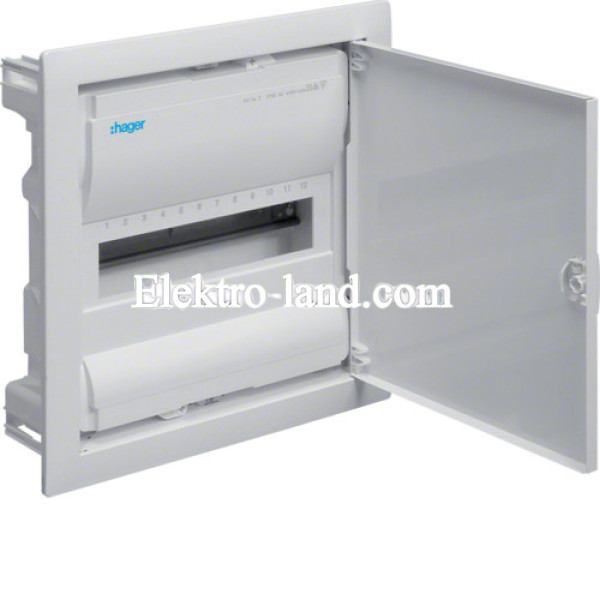 Hager Volta VU12UA. Щит на 12(14) модулей внутренней установки с металлическими дверцами 