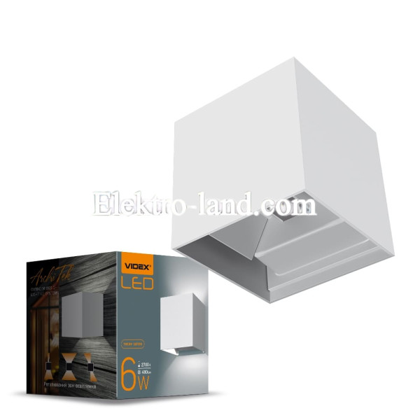 Фасадный светильник  герметичный IP54 VIDEX 6W 2700K VL-AR04-062W белый