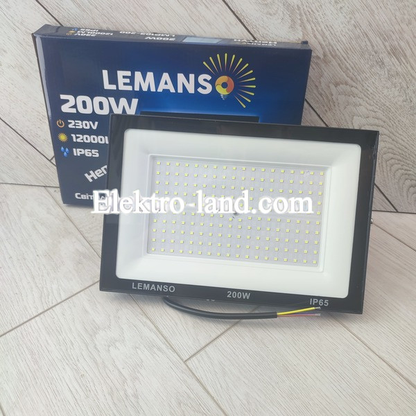Светодиодный прожектор 200W 6500К 12000lm IP65 Lemanso "Посейдон" черный