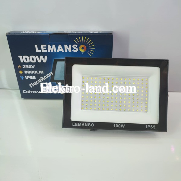 Светодиодный прожектор 100W Lemanso 6000К 8000lm IP65