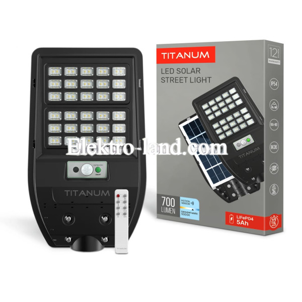 Светодиодный прожектор солнечный IP54 TITANUM 700Lm 5000K Сенсорный