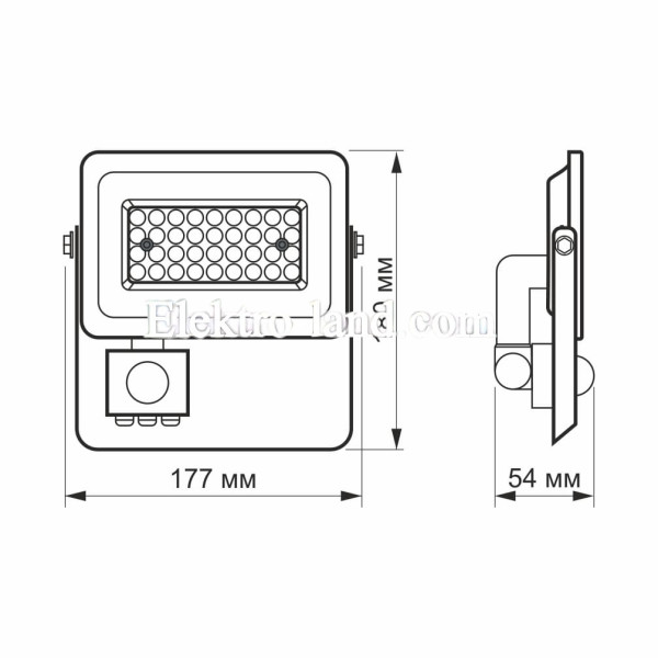 Светодиодный прожектор VIDEX F2e 30W 5000K с датчиком движения и освещенности белый (VL-F2e-305W-S)