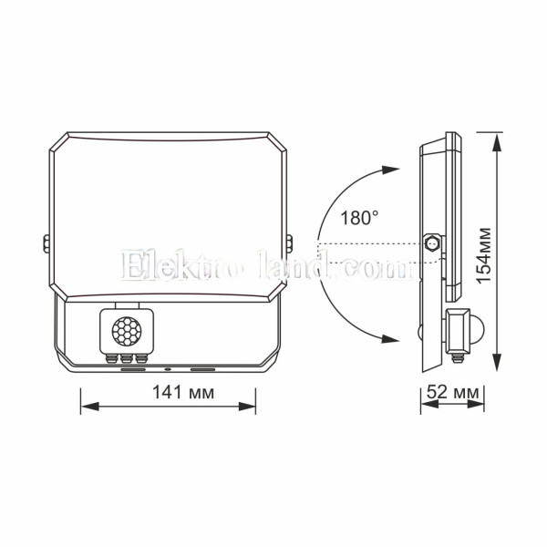 Светодиодный прожектор VIDEX F3 30W с датчиком движения 5000K 220V черный (VLE-F3-0305B-S)