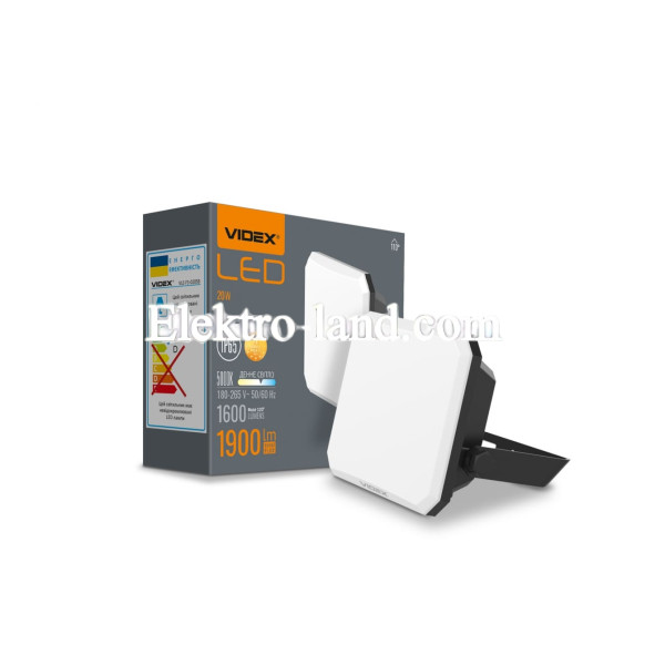 Светодиодный прожектор VIDEX F3 20W 5000K 220V черный (VLE-F3-0205B)