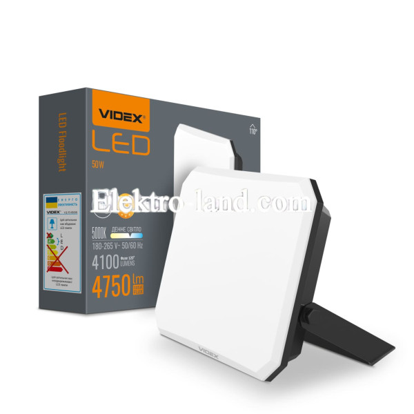 Светодиодный прожектор VIDEX F3 50W 5000K 220V черный (VLE-F3-0505B)