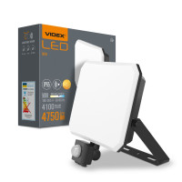 Светодиодный прожектор VIDEX F3 50W 5000K с датчиком движения 220V Black (VLE-F3-0505B-S)