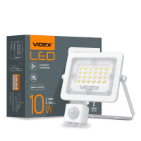 Светодиодный прожектор VIDEX F2e 10W 5000K с датчиком движения и освещенности белый