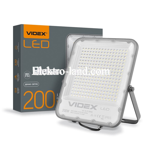 Светодиодный прожектор VIDEX 200W  220V 26000Lm (VL-F2-2005G) серый