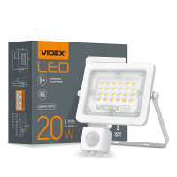 Светодиодный прожектор VIDEX F2e 20W 5000K с датчиком движения и освещенности белый (VL-F2e-205W-S)