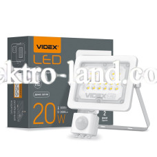 Светодиодный прожектор VIDEX F2e 20W 5000K с датчиком движения и освещенности белый (VL-F2e-205W-S)