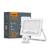 Светодиодный прожектор VIDEX F2e 30W 5000K с датчиком движения и освещенности белый (VL-F2e-305W-S)
