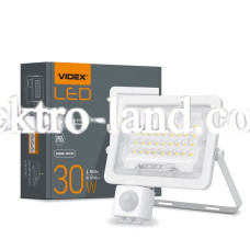 Светодиодный прожектор VIDEX F2e 30W 5000K с датчиком движения и освещенности белый (VL-F2e-305W-S)
