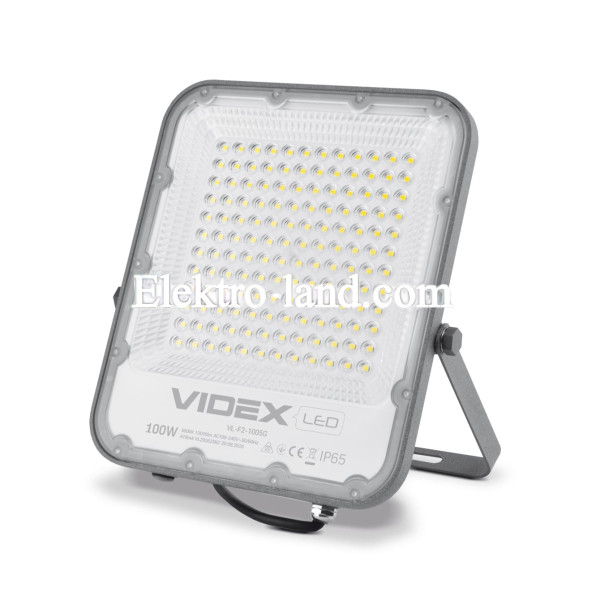 Светодиодный прожектор VIDEX 100W  220V 13000Lm (VL-F2-1005G) серый