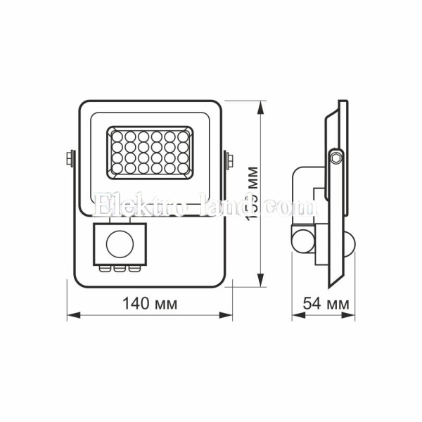 Светодиодный прожектор VIDEX F2e 10W 5000K с датчиком движения и освещенности белый