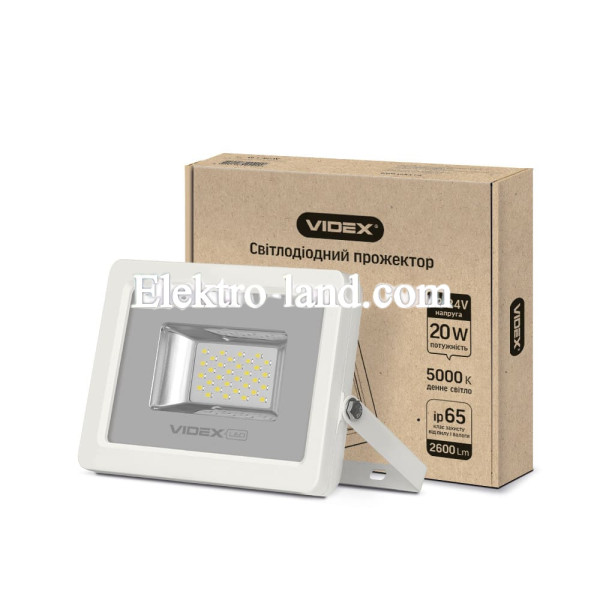 LED прожектор VIDEX 20W 5000K 12-24V White (VL-F205W-12V) белый