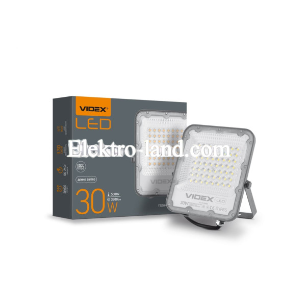 Светодиодный прожектор PREMIUM VIDEX F2 30W 5000K 3900Lm серый