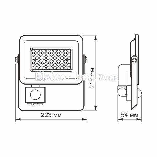 Светодиодный прожектор VIDEX F2e 50W 5000K с датчиком движения и освещенности белый (VL-F2e-505W-S)