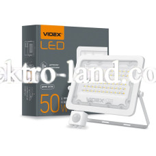 Светодиодный прожектор VIDEX F2e 50W 5000K с датчиком движения и освещенности белый (VL-F2e-505W-S)