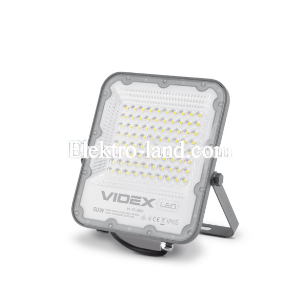Светодиодный прожектор PREMIUM VIDEX F2 50W 5000K 6500Lm серый