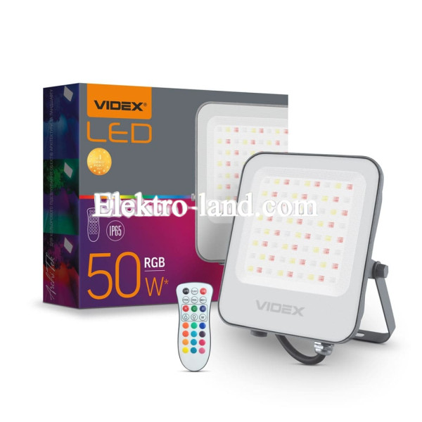Светодиодный прожектор VIDEX 50W RGB 220V (VL-F3-50-RGB) серый