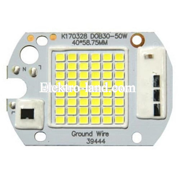 Светодиодная матрица для прожекторов 50W, 6000K (IC драйвер) 220V