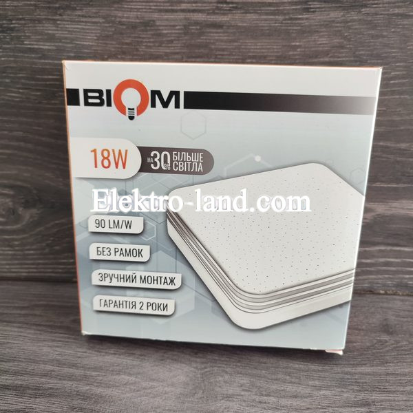 Светильник светодиодный накладной  Biom BYS-02-18-5 18Вт квадрат с декором "звездное небо" 5000К
