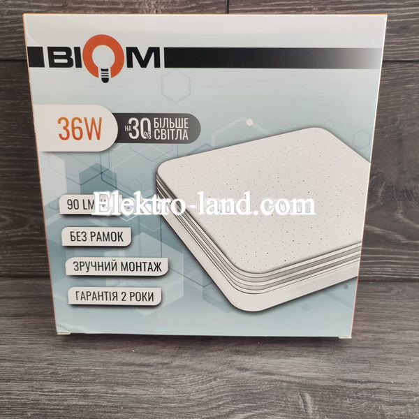 LED светильник  накладной  Biom BYS-02-36-5 36Вт квадрат с декором "звездное небо" 5000К