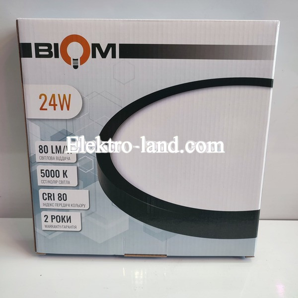 Светильник светодиодный Biom MD-01-R24-5 24w круглый 5000К черный