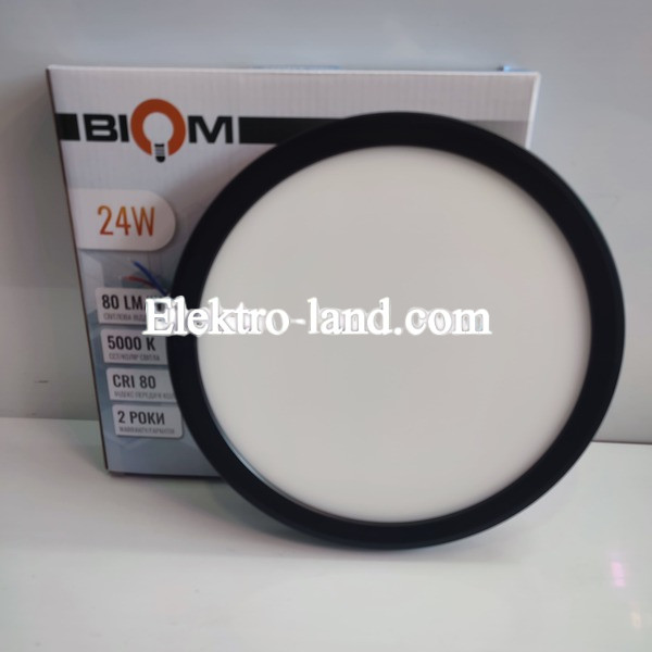 Светильник светодиодный Biom MD-01-R24-5 24w круглый 5000К черный