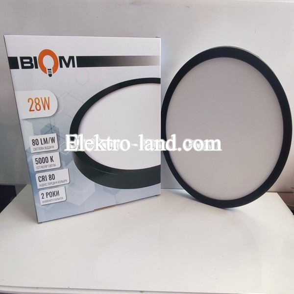 Светильник светодиодный Biom MD-01-R28-5 28w круглый 5000К черный