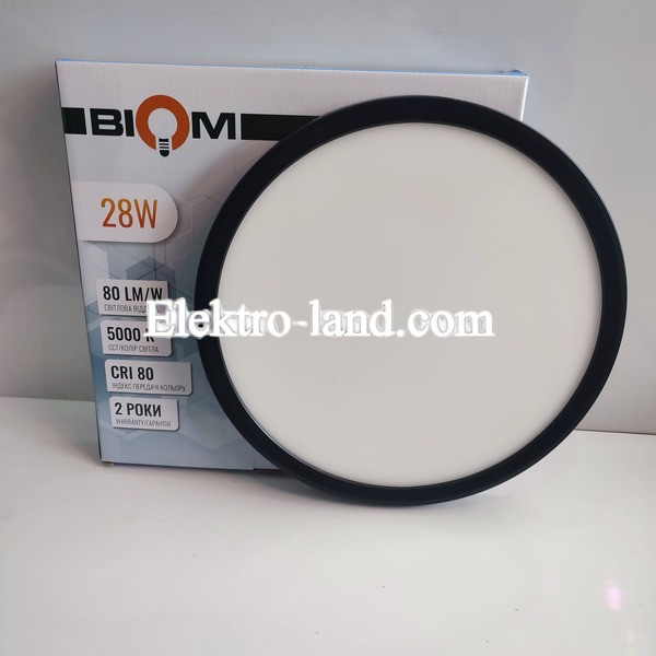 Светильник светодиодный Biom MD-01-R28-5 28w круглый 5000К черный