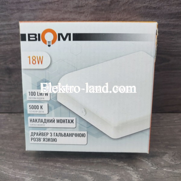 Светильник светодиодный  накладной Biom HB-S18W-5 18w квадрат 5000К