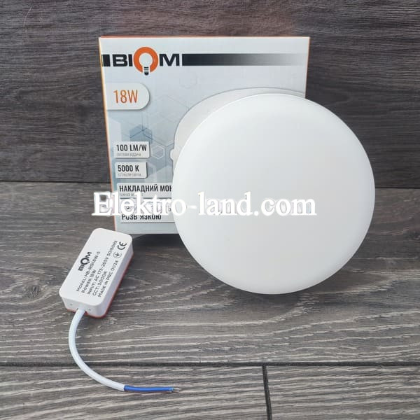Светильник светодиодный  накладной Biom HB-R18W-5 18w круглый 5000К