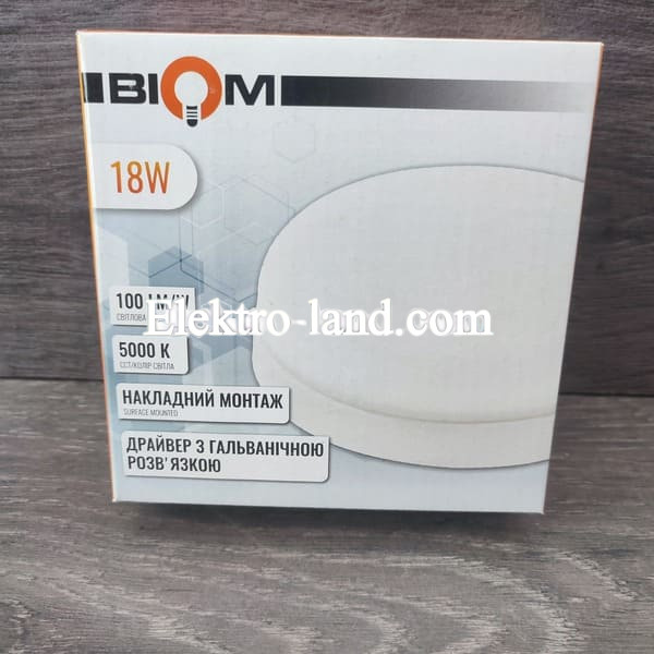 Светильник светодиодный  накладной Biom HB-R18W-5 18w круглый 5000К
