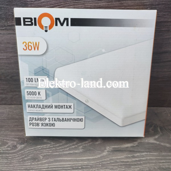 Светильник светодиодный  накладной Biom HB-S36W-5 36w квадрат 5000К