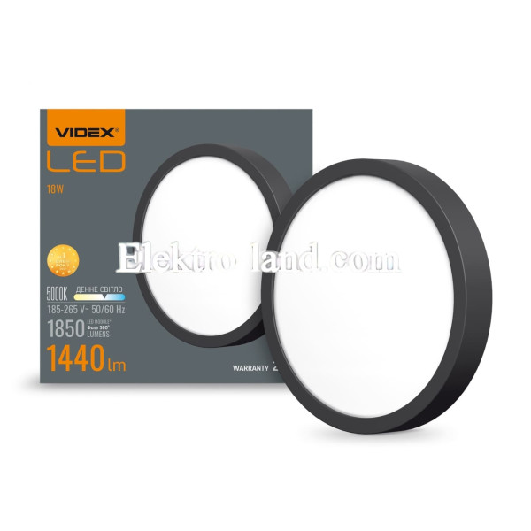 LED светильник накладной круглый VL-DLRS-185B 18W 5000K 220V черный