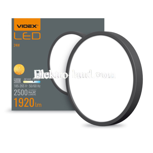LED Светильник круглый накладной VIDEX 24W 5000K VL-DLRS-245B черный 