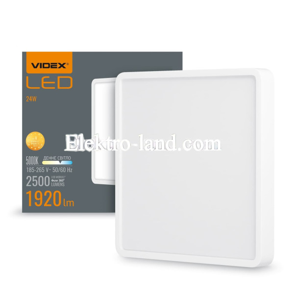 LED Светильник накладной квадрат VIDEX 24W VL-DLSS-245 5000K белый
