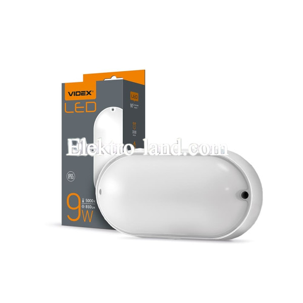 Светодиодный светильник IP65 овальный VIDEX 9W 5000K белый VL-BHO-095PW