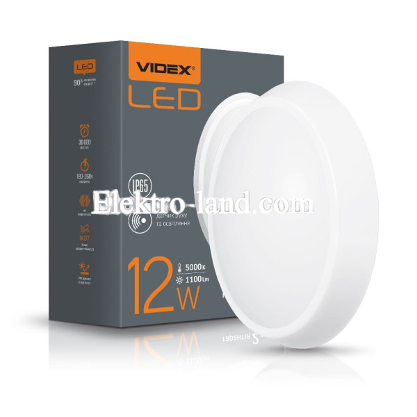 Светодиодный светильник IP65 овальный VIDEX 12W 5000K белый сенсорный