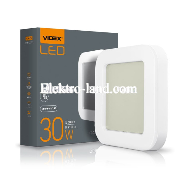 Светодиодный светильник ART IP65 квадратный VIDEX 30W 5000K влагозащищенный