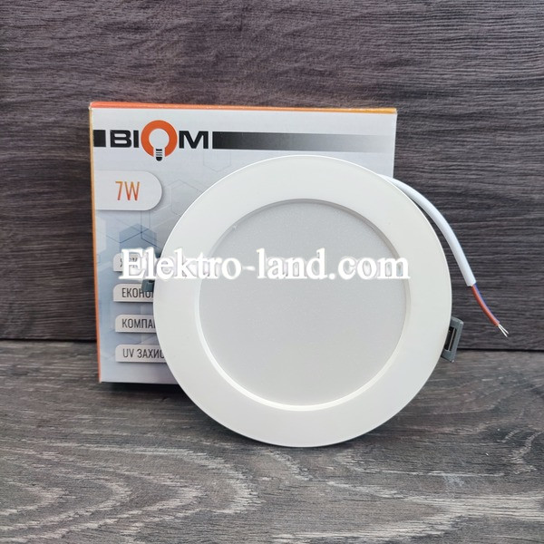 Светильник светодиодный врезной  Biom DPL-R7-5 7W круг 5000К