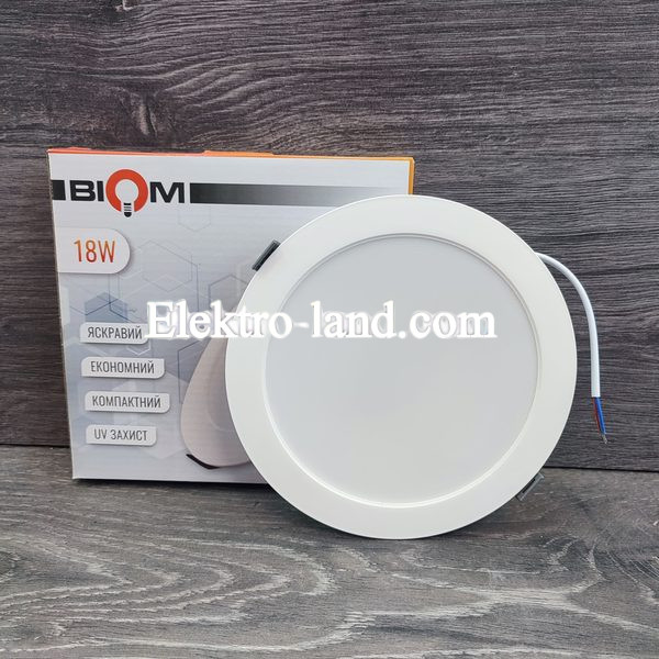 Светильник светодиодный врезной  Biom DPL-R18-5 18W круг 5000К