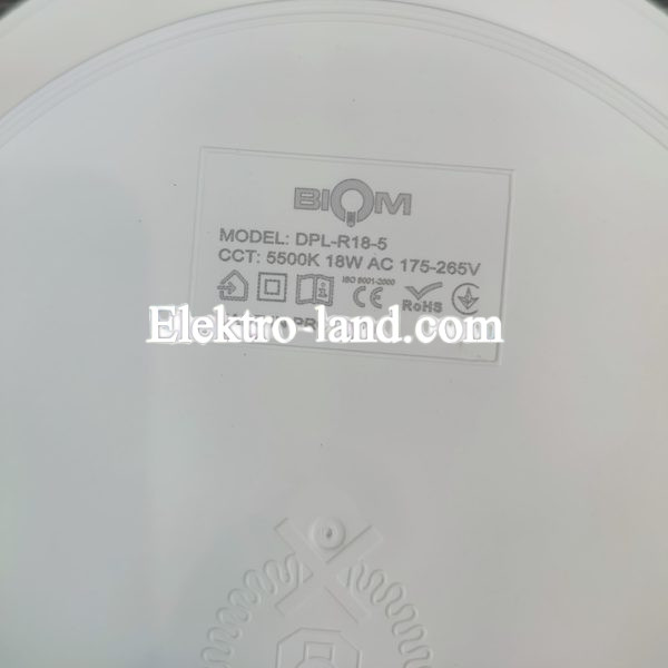 Светильник светодиодный врезной  Biom DPL-R18-5 18W круг 5000К