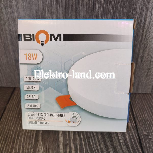 Светильник светодиодный встраиваемый Biom UNI-R18W- 18Вт круглый 5000К