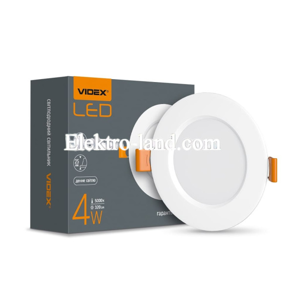 LED светильник встроенный круглый VIDEX VL-DLBR-045 4W 5000K 220V VL-DLBR-045