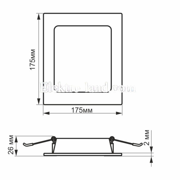 LED светильник встроенный квадрат VIDEX VL-DLBS-225 22W 5000K 220V