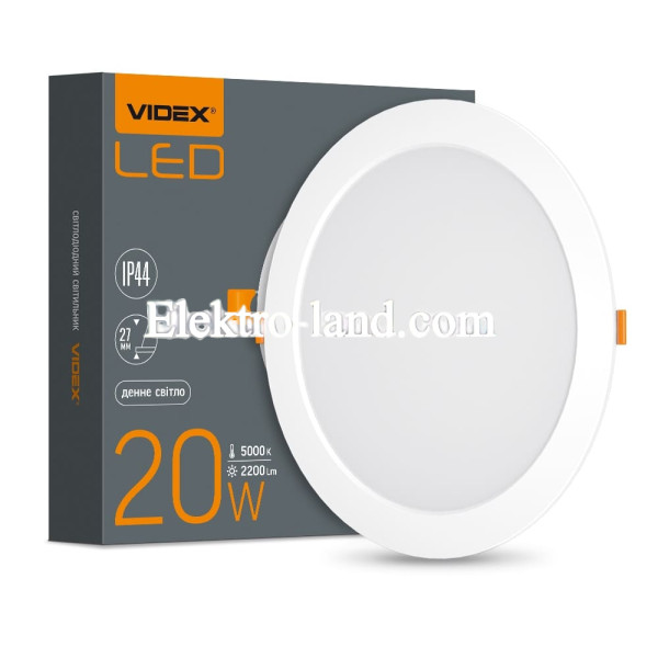 LED светильник встроенный круглый VIDEX VL-DLBR-205 20W 5000K 220V 