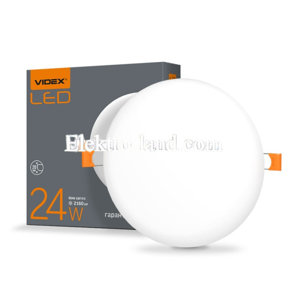 LED светильник безрамочный круглый врезной VIDEX 24W 4100K VL-DLFR-244